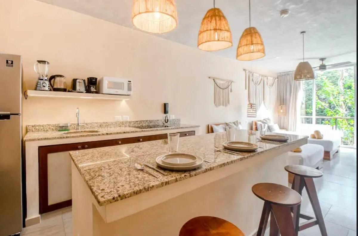 Tulum Center Family Double Suite Four Guest With Free Parking Pool Ac Kitchenette Near Beach