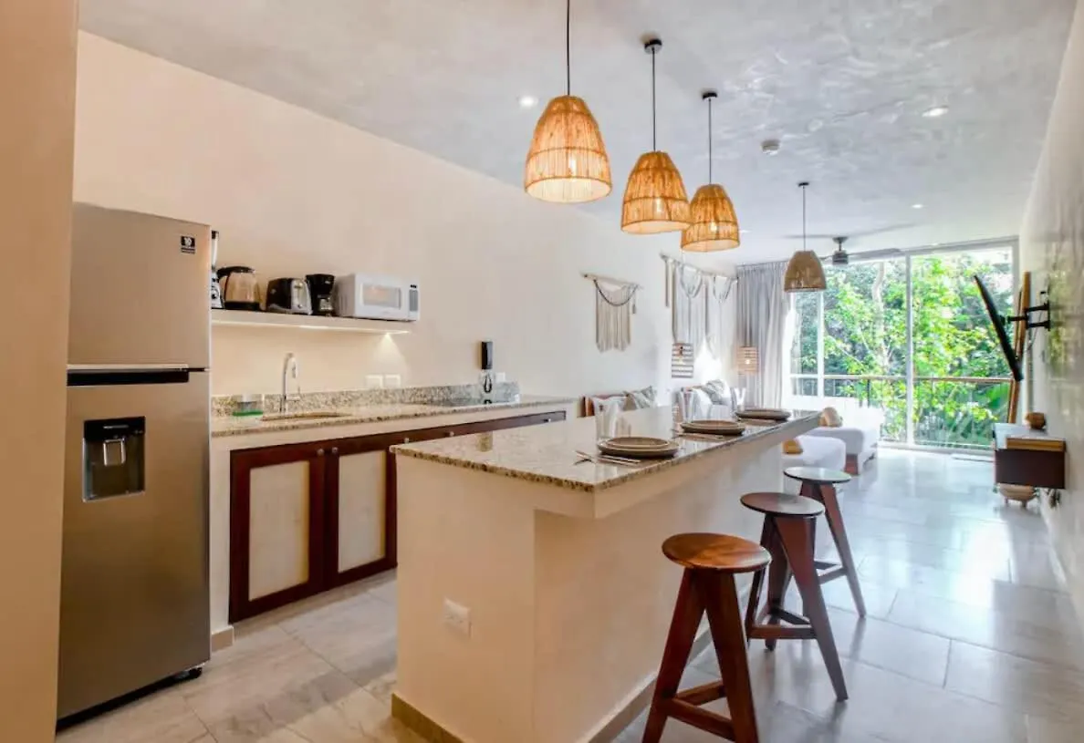 Tulum Center Family Double Suite Four Guest With Free Parking Pool Ac Kitchenette Near Beach